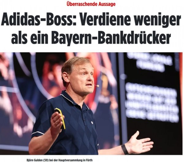 The salary was questioned, Adidas CEO responded: My salary is much less than that of Bayern substitutes