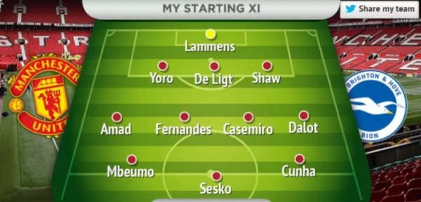 Against Brighton! Manchester United s prediction for Manchester United s starting lineup: Mbemo, Sheshko, Cunha frontcourt trident